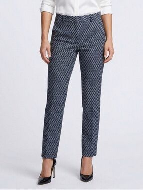 082 THEORY Women's Treeca 2 Dimensional Jacquard Straight Leg Cropped Pants Sz 6